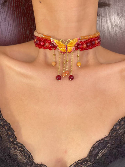 Vintage Chinese Tassel Butterfly Neck Band
