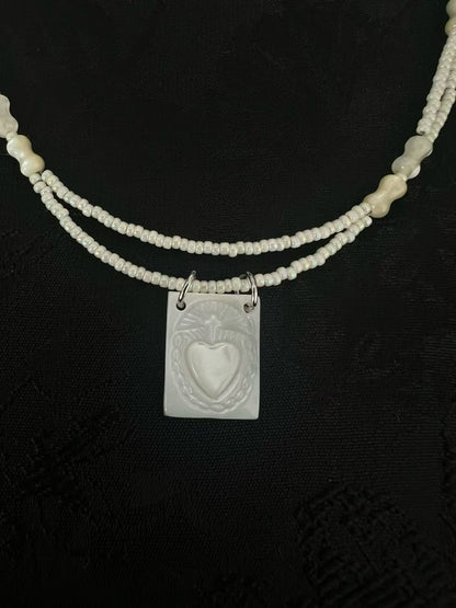 Mother of Pearl Sacred Heart Double Strand Collar