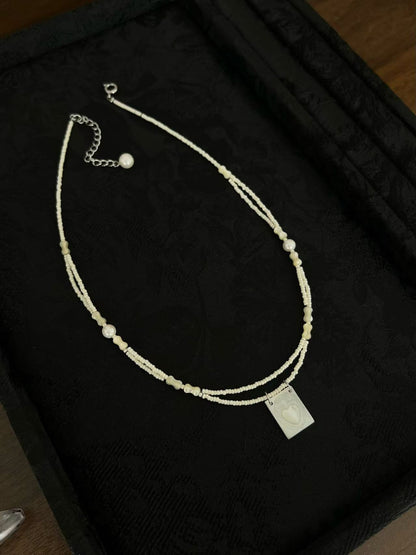 Mother of Pearl Sacred Heart Double Strand Collar