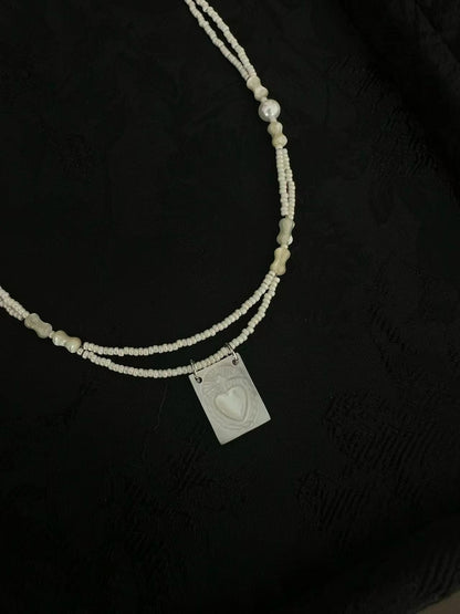 Mother of Pearl Sacred Heart Double Strand Collar