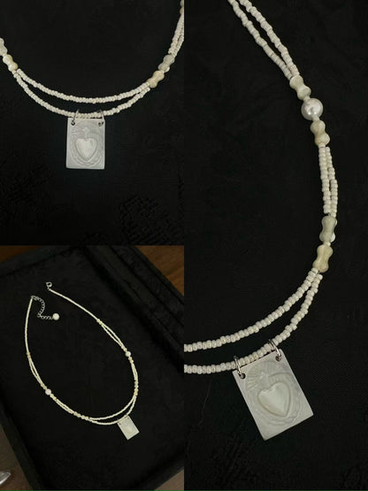 Mother of Pearl Sacred Heart Double Strand Collar