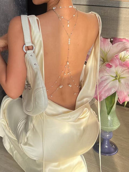 Draped Water Drop Pearl Full Chain