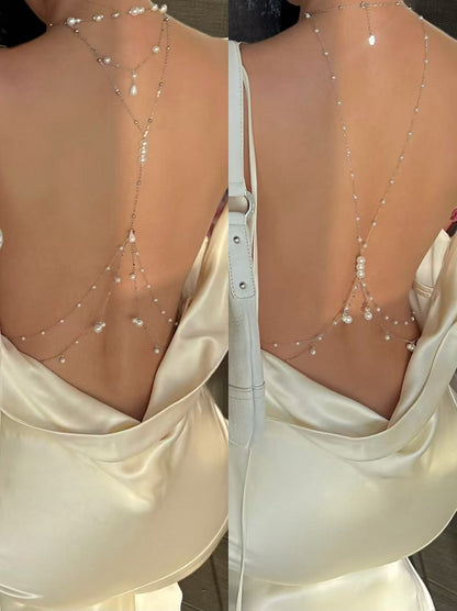 Draped Water Drop Pearl Full Chain
