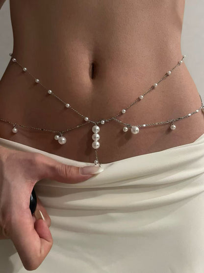 Draped Water Drop Pearl Full Chain