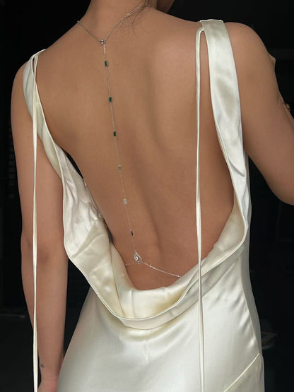 Emerald Zircon Vertical Back Drop Body Chain