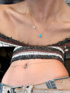 Dual Twist Thin Chain Zircon Drop Necklace