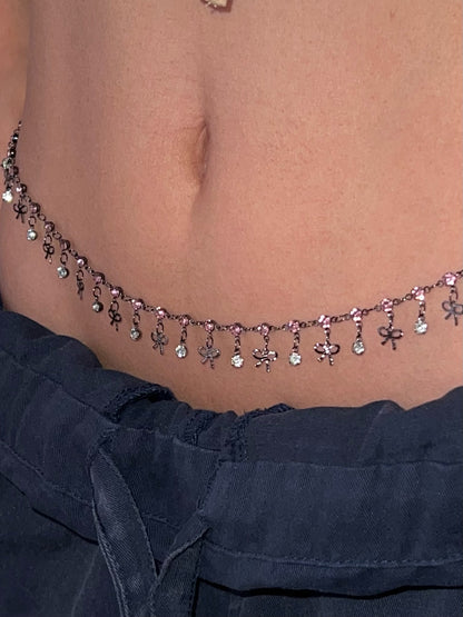 Bow Pink Crystal Belly Chain