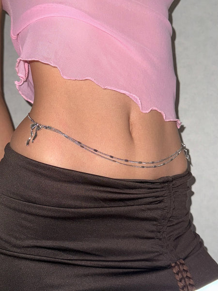 Silver Bow Layer Waist Chain