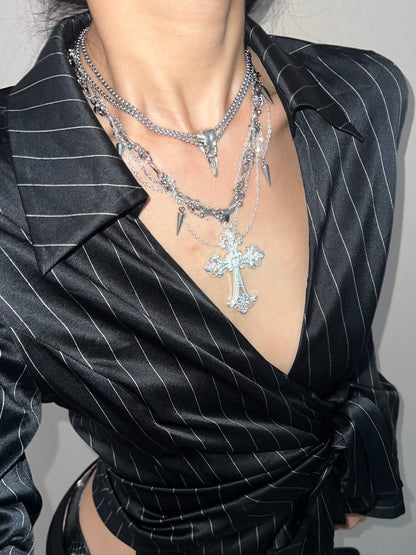 Gothic Multi Layer Cross Necklace