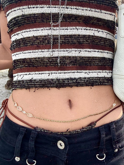 Rectangle Crystal Layer Belly Chain