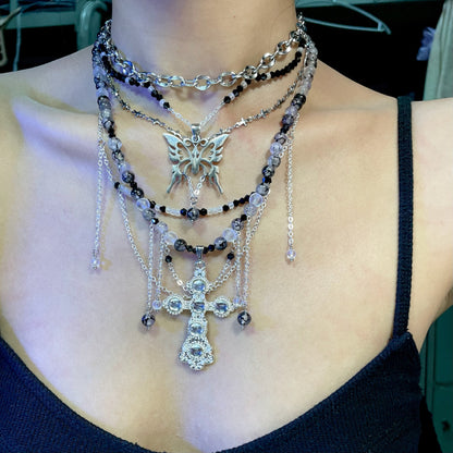 Butterfly Cross Multi Layer Necklace