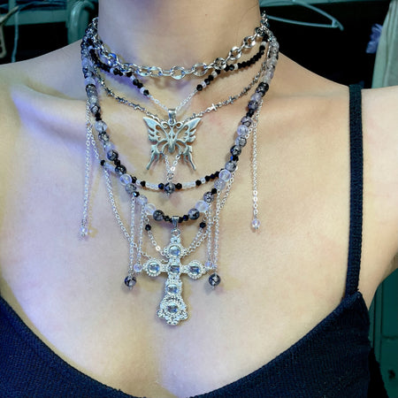 Butterfly Cross Multi Layer Necklace