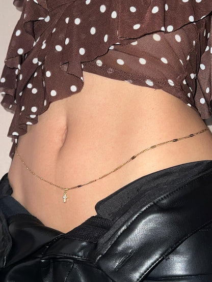 Tiny Cross Thin Gold Chain