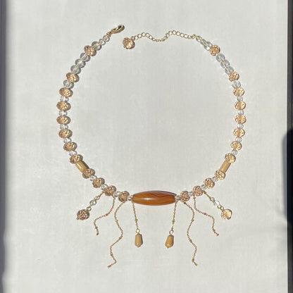 Brown Bar Bead Tassel Choker
