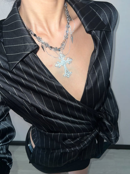 Gothic Multi Layer Cross Necklace