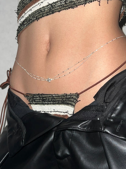 Tiny Cross Double Layer Belly Chain