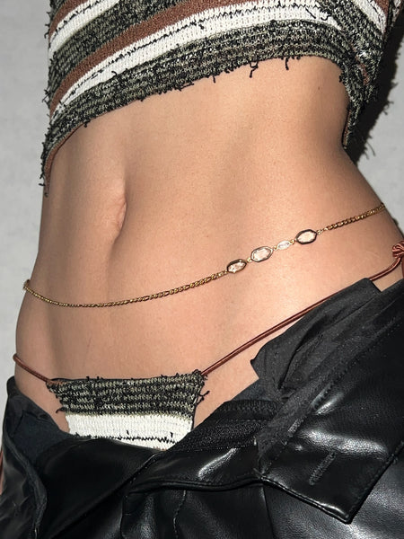 Rectangle Crystal Layer Belly Chain