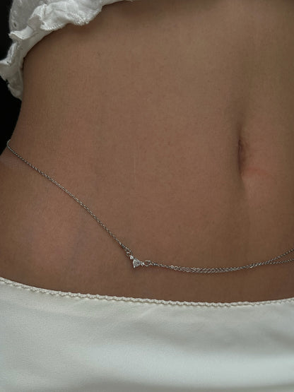 Tiny Heart Crystal Double Layer Belly Chain