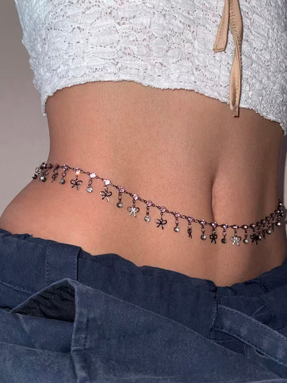 Bow Pink Crystal Belly Chain